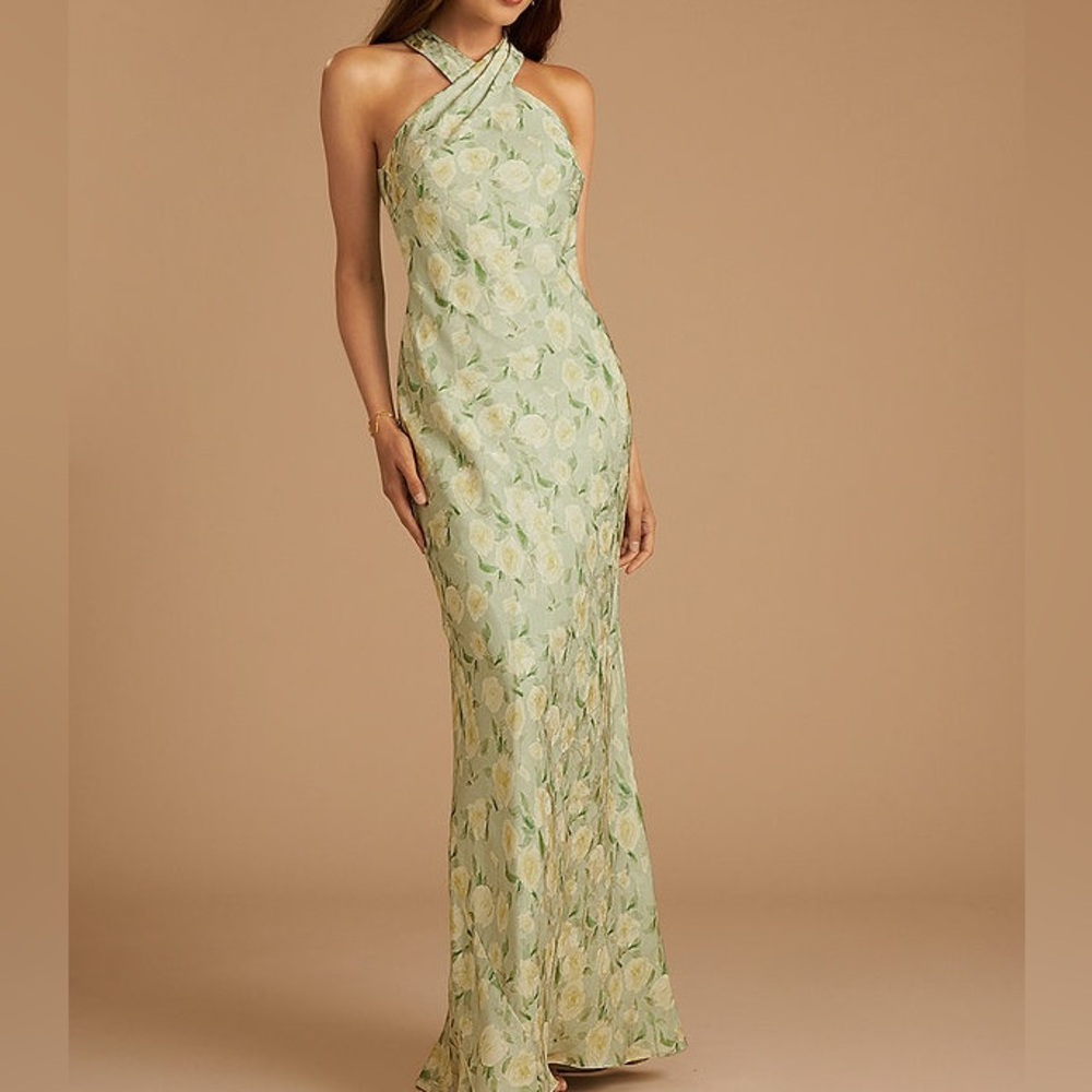 Azazie Doretta | Sage Elegant Floral Halter Maxi Dress